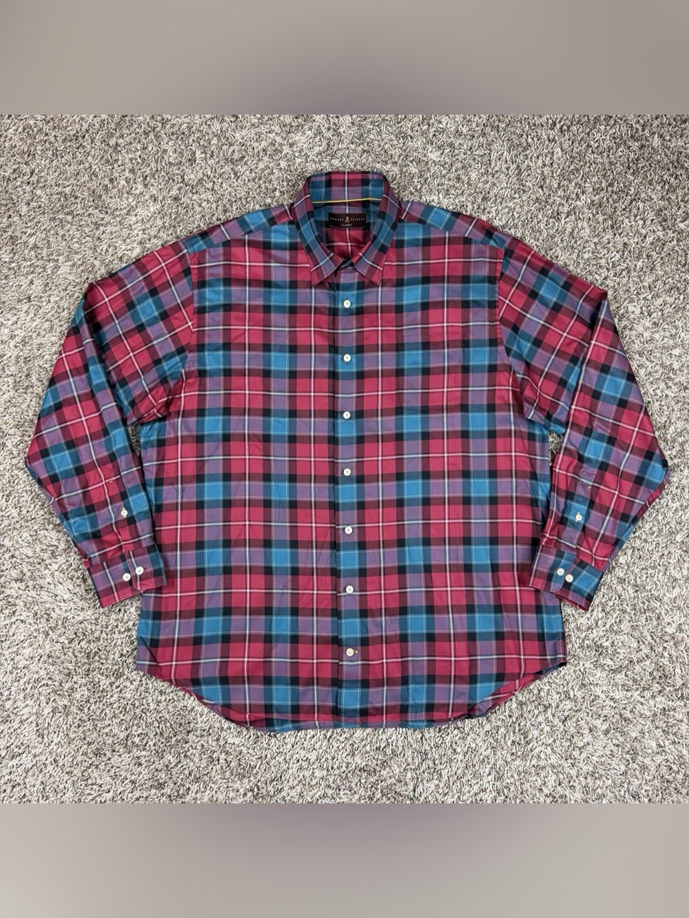Robert Talbott Classic Mens XL Red Plaid Button Down Shirt Long Sleeve Cotton